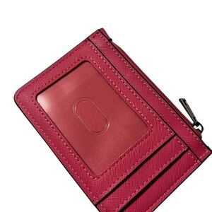 Pink Leather Mini Zip Card Pouch